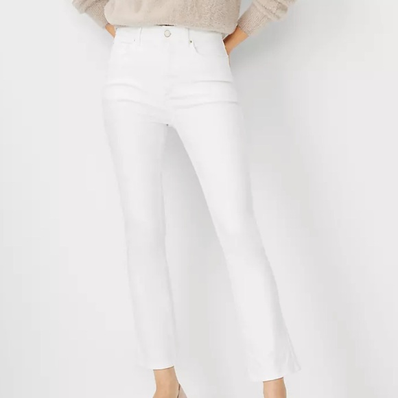 ANN TAYLOR High Rise Boot Crop Jeans Stretch in White Size 14